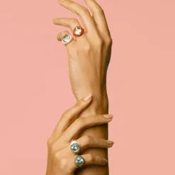 Anello Mon Chevalier - Smalto verde e pietra Topazio Azzurro
